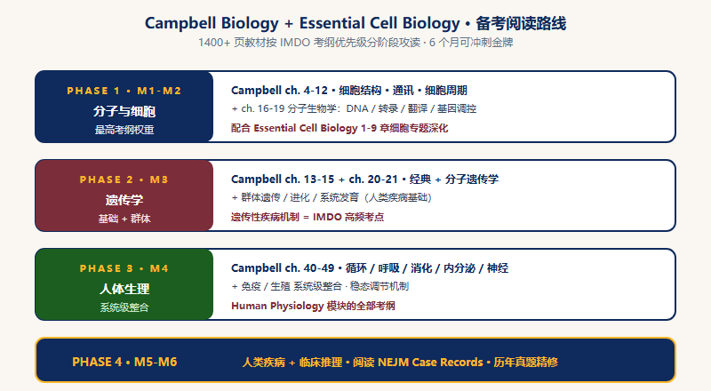 Campbell Biology 备考阅读路线分阶段：分子细胞、遗传学、人体生理、人类疾病