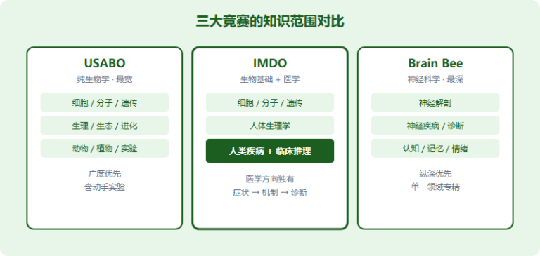 IMDO vs USABO vs Brain Bee：生物/医学竞赛怎么选（2026）